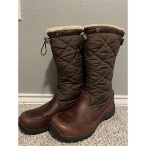 UGG Snowpeak Boots Womens Size 10 Brown Leather Sheepskin Lined Vibram Sole 5160